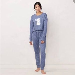 Plus Size LC Lauren Conrad Cozy Long Sleeve Pajama Top & Pajama Pants Set
